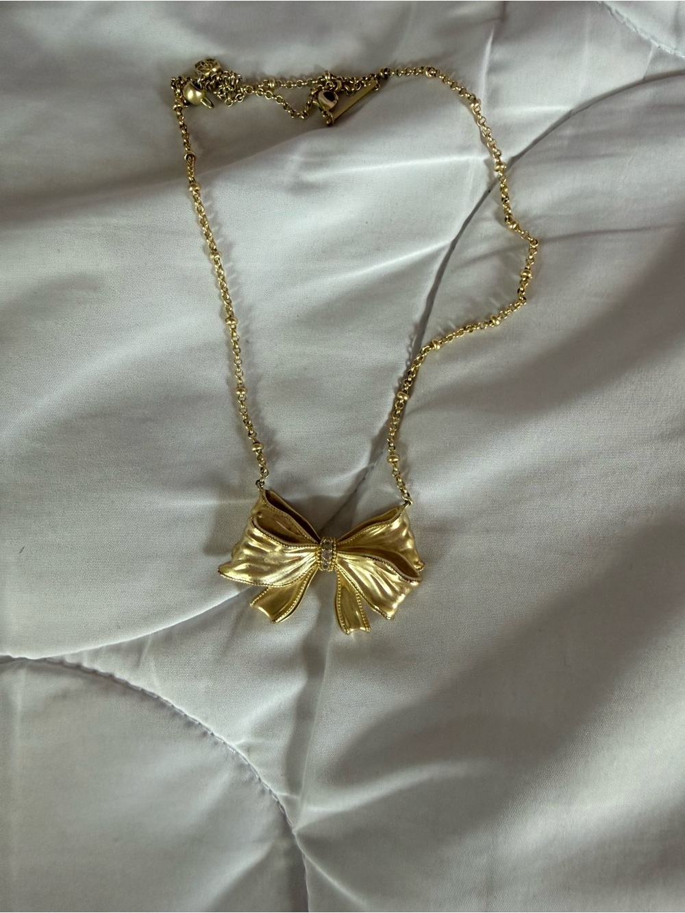 Gold Bow Pendant Necklace - Elegant Women’s Jewelry